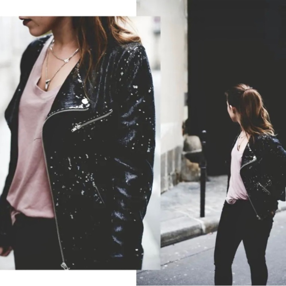 Suncoo Paris black sequin jacket, L
